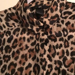 Leopard Print Button Up Blouse